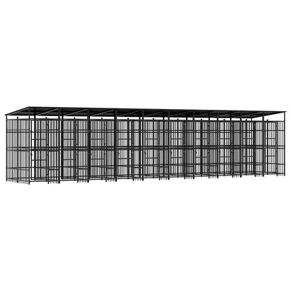Outdoor Dog Kennel with Roof Steel 198.4 ft²