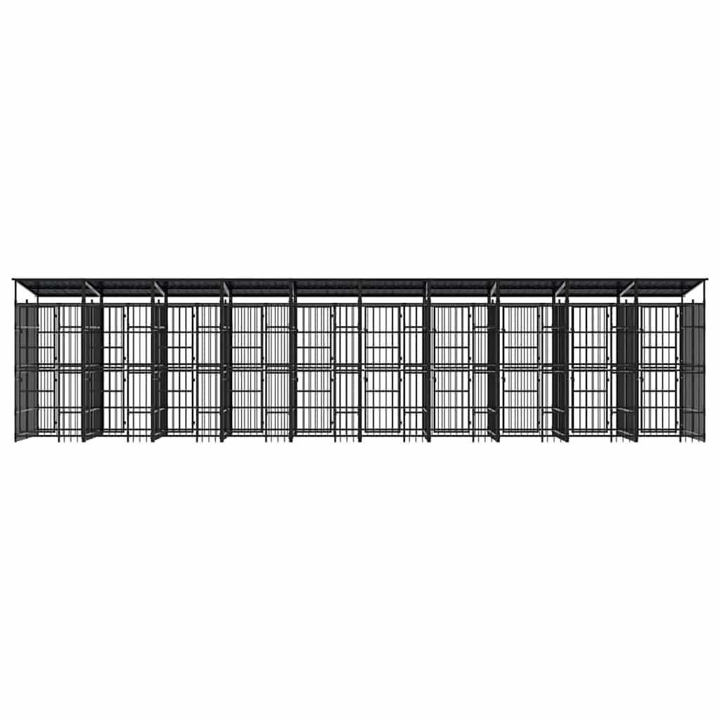 Outdoor Dog Kennel with Roof Steel 198.4 ft²