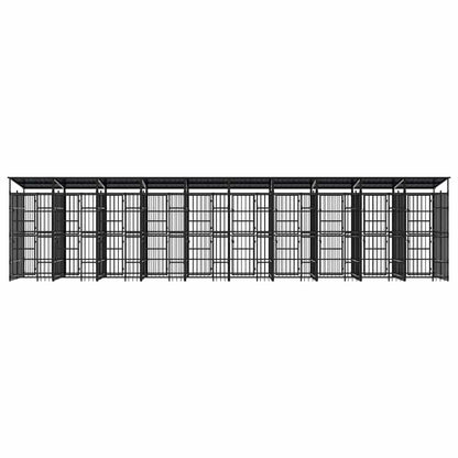 Outdoor Dog Kennel with Roof Steel 198.4 ft²