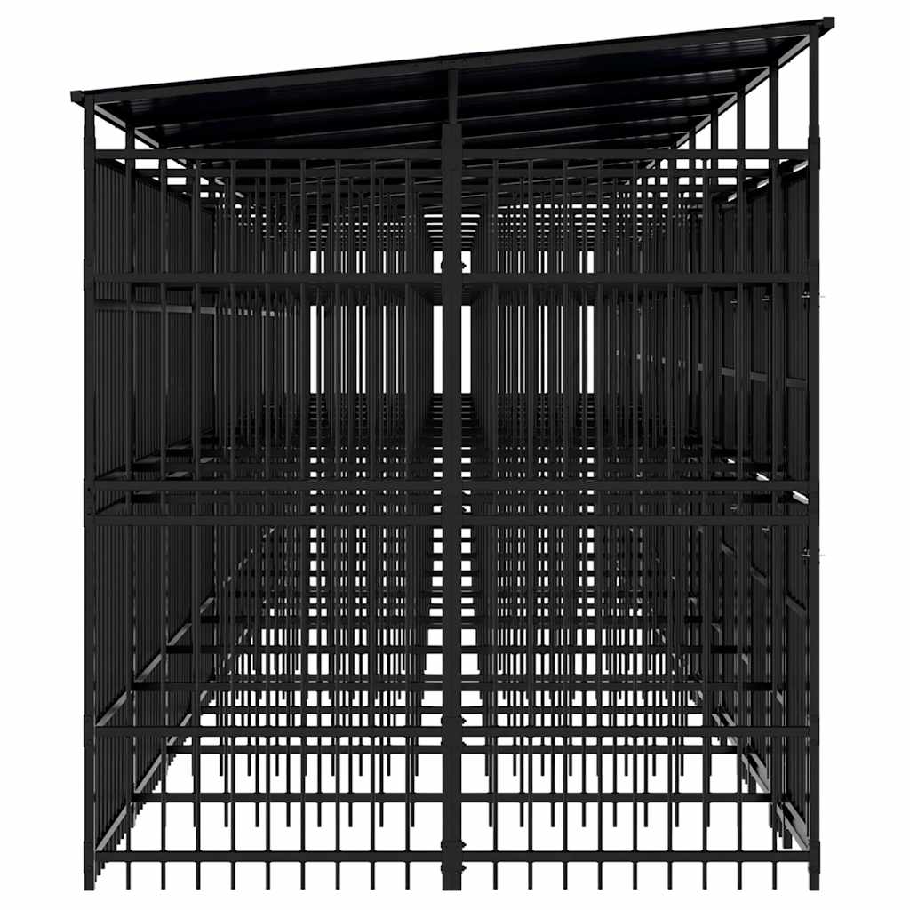 Outdoor Dog Kennel with Roof Steel 198.4 ft²