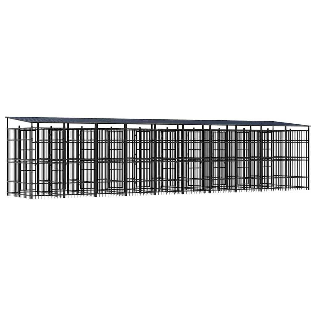 Outdoor Dog Kennel with Roof Steel 198.4 ft²