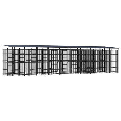 Outdoor Dog Kennel with Roof Steel 198.4 ft²