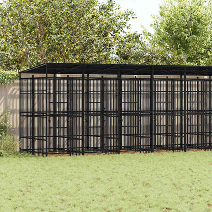 Outdoor Dog Kennel with Roof Steel 198.4 ft²