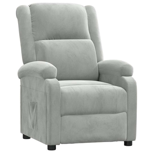 Recliner Chair Light Grey Velvet