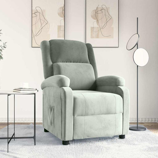 Recliner Chair Light Grey Velvet