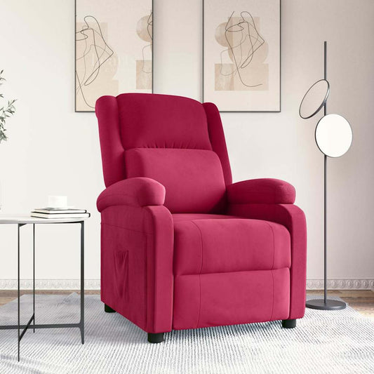Recliner Chair Wine Red Velvet