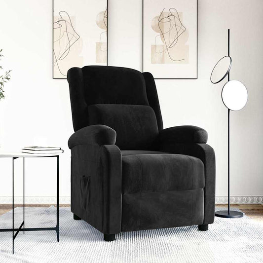 Recliner Chair Black Velvet