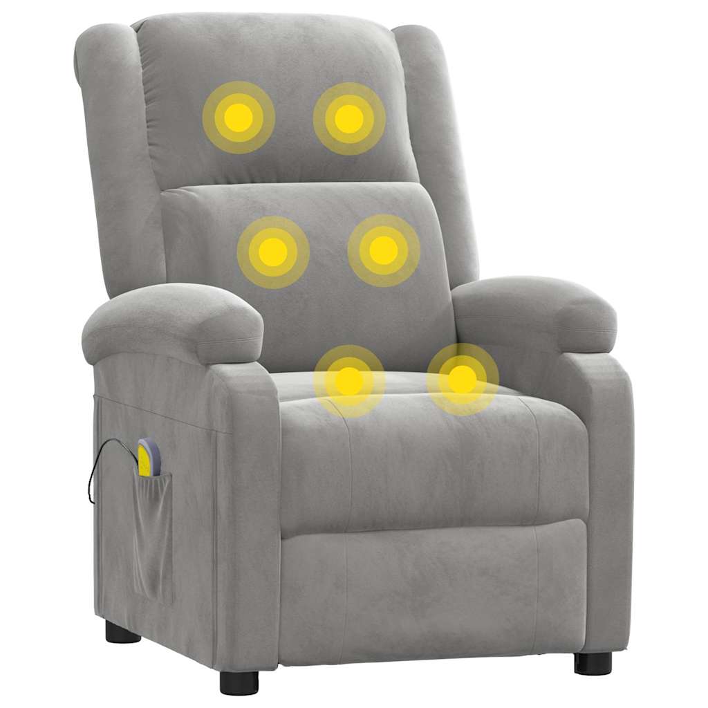 Massage Chair Light Grey Velvet