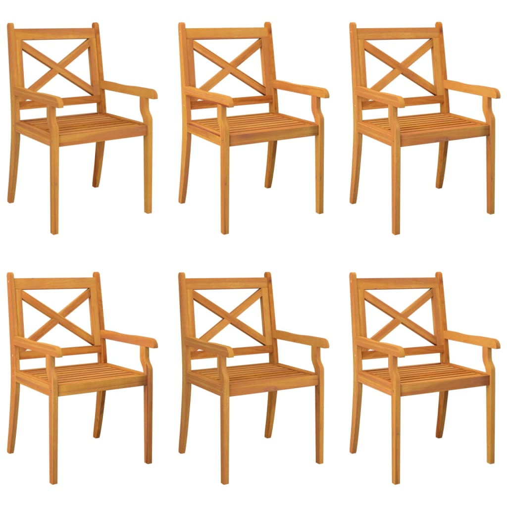 Dining Chair | Set of 6 | Natural Wood | Solid acacia wood | Standard