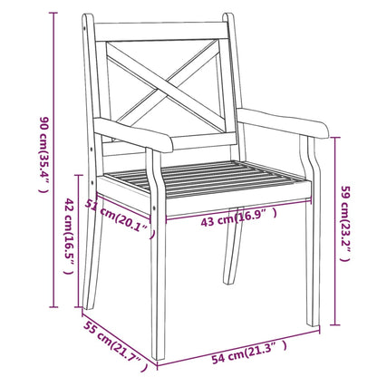 Dining Chair | Set of 6 | Natural Wood | Solid acacia wood | Standard