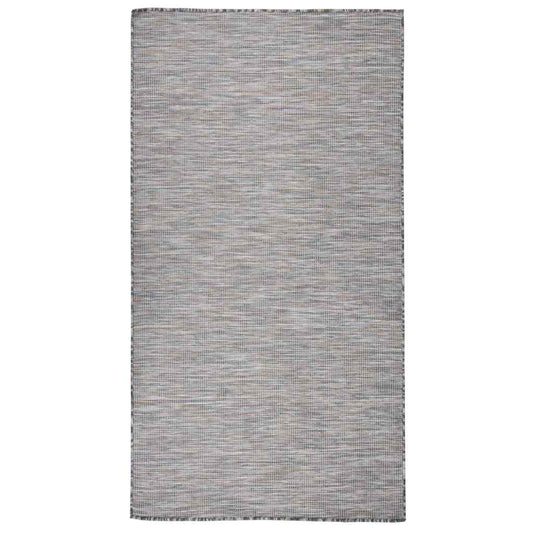 Outdoor Flatweave Rug 80x150 cm Brown and Blue
