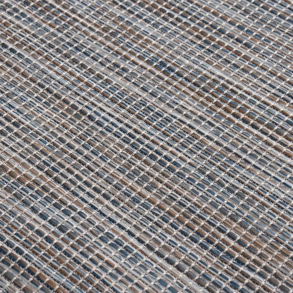 Outdoor Flatweave Rug 200x280 cm Brown and Blue