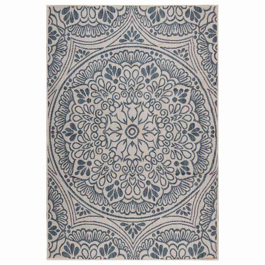 Outdoor Flatweave Rug 140x200 cm Blue Pattern