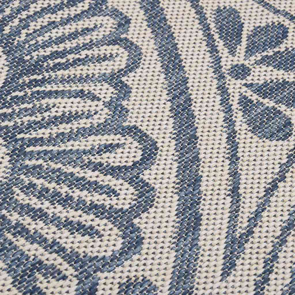 Outdoor Flatweave Rug 200x280 cm Blue Pattern