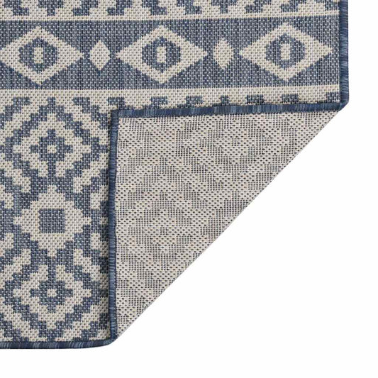 Outdoor Flatweave Rug 140x200 cm Blue Stripes