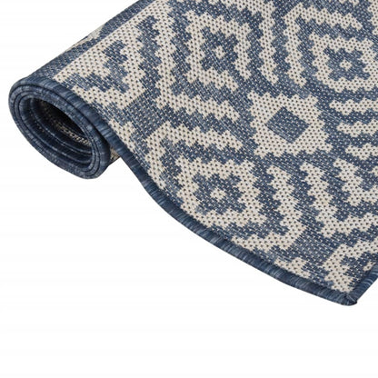 Outdoor Flatweave Rug 140x200 cm Blue Stripes