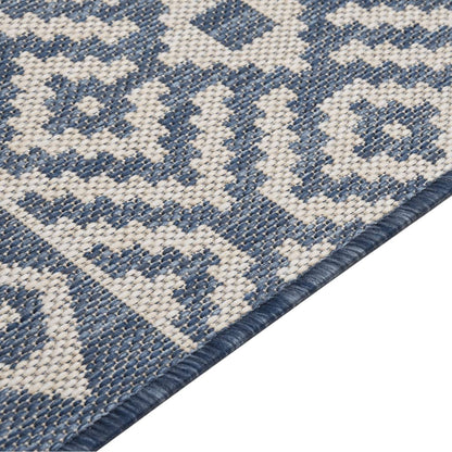 Outdoor Flatweave Rug 140x200 cm Blue Stripes