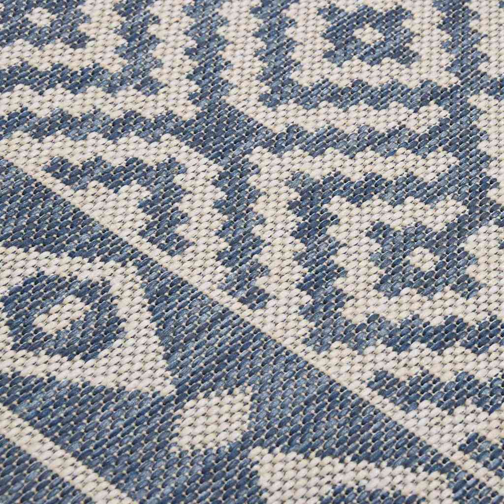 Outdoor Flatweave Rug 140x200 cm Blue Stripes