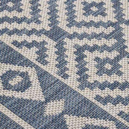 Outdoor Flatweave Rug 140x200 cm Blue Stripes