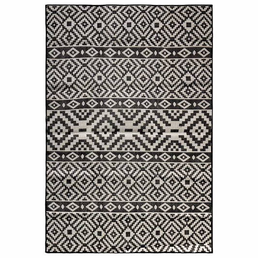 Outdoor Flatweave Rug 200x280 cm Black Stripes