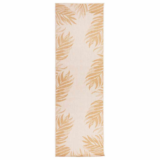 Outdoor Flatweave Rug 80x250 cm Leaf Pattern