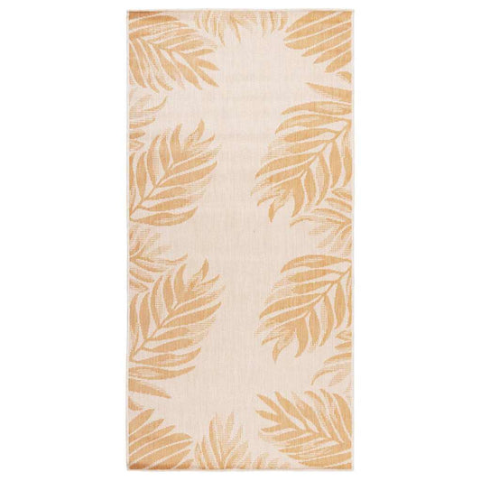 Outdoor Flatweave Rug 100x200 cm Leaf Pattern