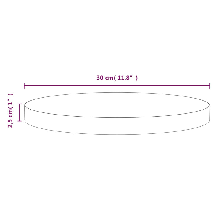 Table Top White Ø30x2.5 cm Solid Wood Pine