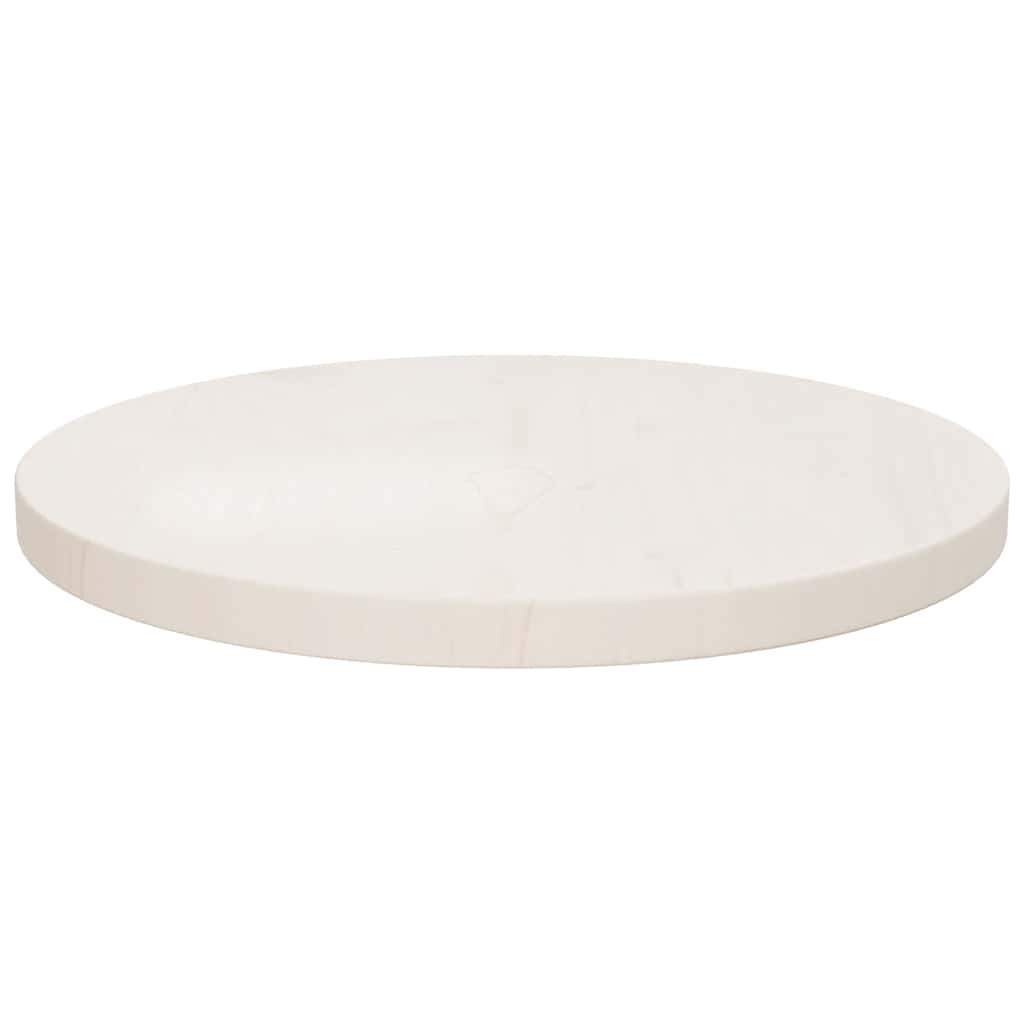 Table Top White Ø40x2.5 cm Solid Wood Pine