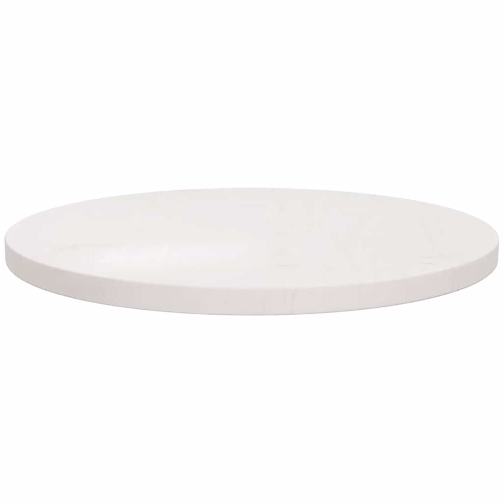 Table Top White Ø50x2.5 cm Solid Wood Pine