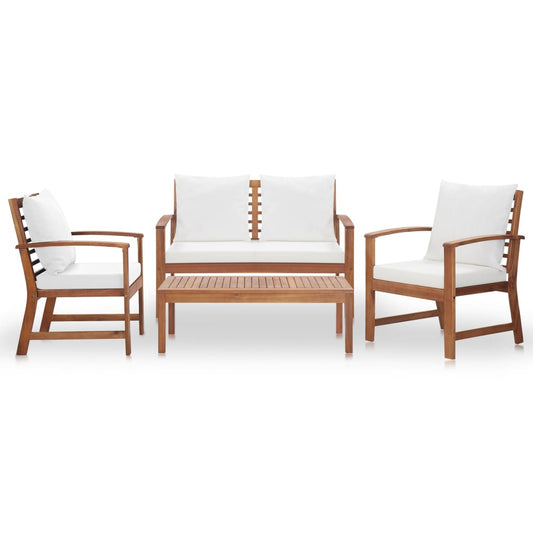 4 Piece Garden Lounge Set with Cushions Solid Wood Acacia