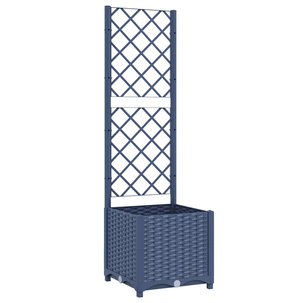 Garden Planter with Trellis Blue Grey 15.7x15.7x53.5" PP