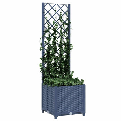 Garden Planter with Trellis Blue Grey 15.7x15.7x53.5" PP