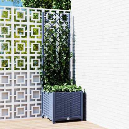 Garden Planter with Trellis Blue Grey 15.7x15.7x53.5" PP