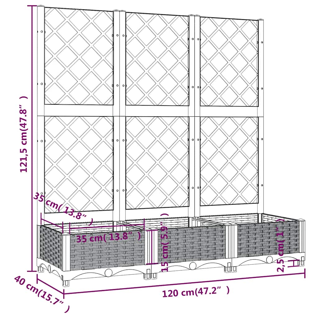 Garden Planter with Trellis Blue Gray 47.2"x15.7"x47.8" PP