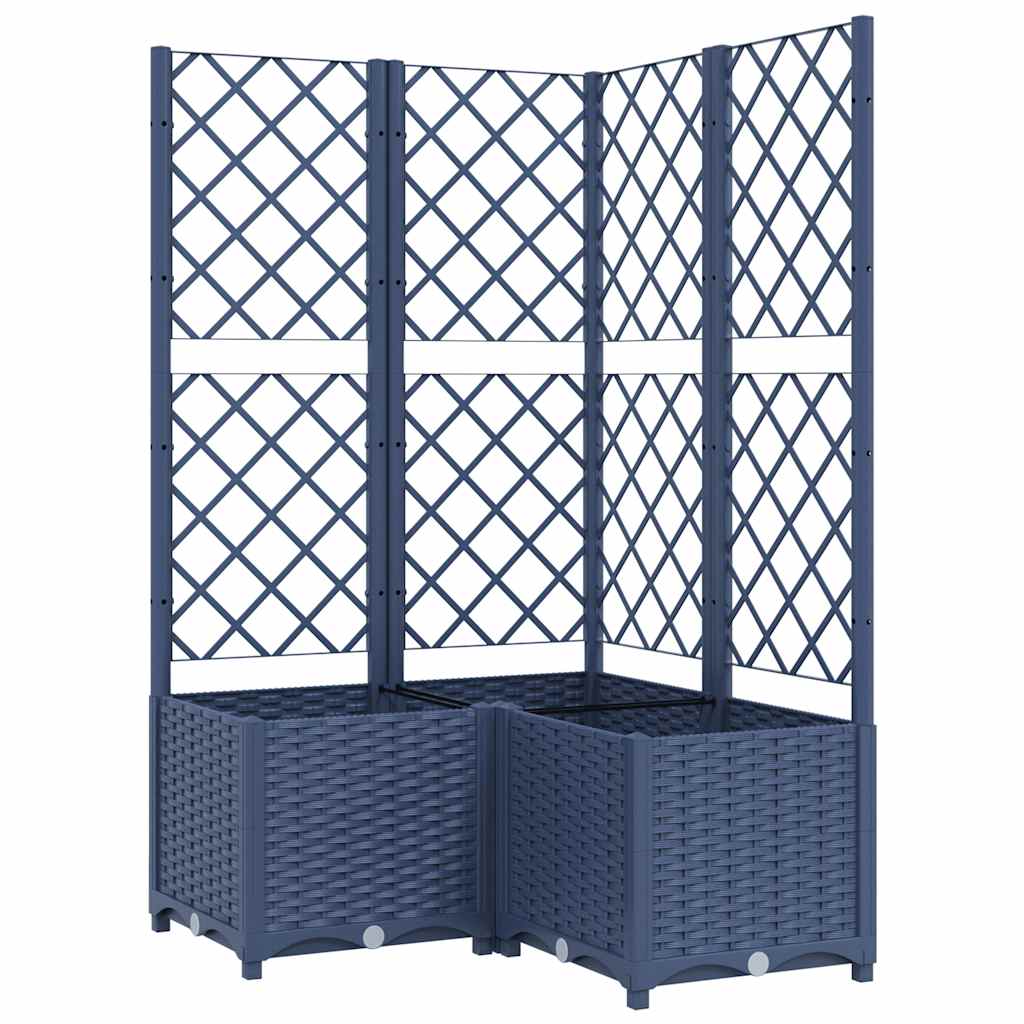 318255 vidaXL Garden Planter with Trellis Blue Grey 80x80x136 cm PP