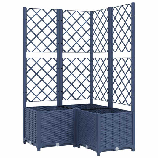 318255 vidaXL Garden Planter with Trellis Blue Grey 80x80x136 cm PP