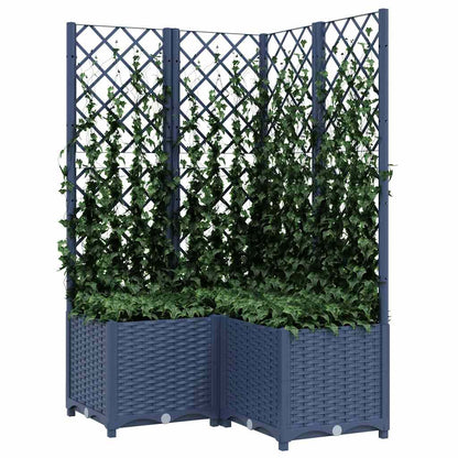 318255 vidaXL Garden Planter with Trellis Blue Grey 80x80x136 cm PP