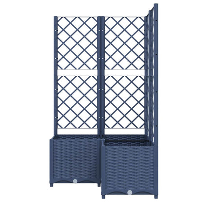 318255 vidaXL Garden Planter with Trellis Blue Grey 80x80x136 cm PP