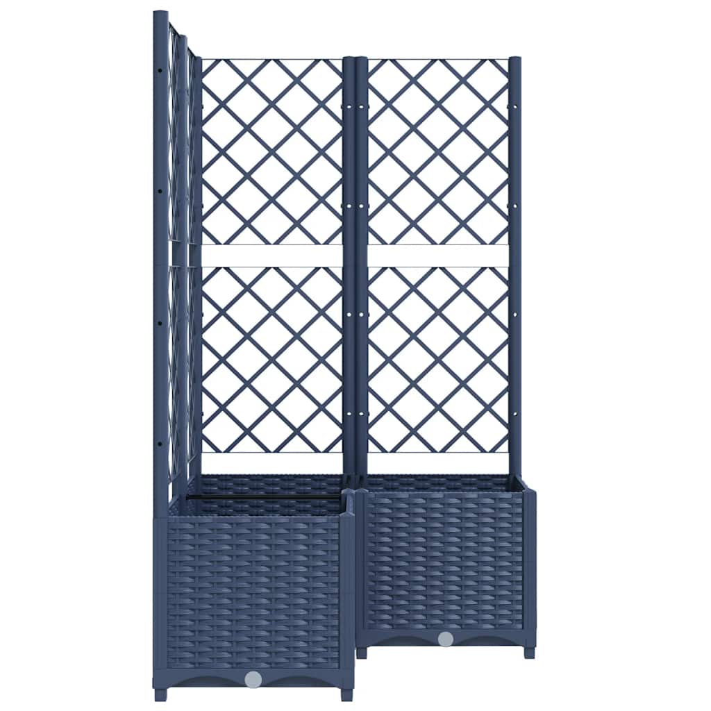 318255 vidaXL Garden Planter with Trellis Blue Grey 80x80x136 cm PP