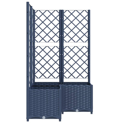 318255 vidaXL Garden Planter with Trellis Blue Grey 80x80x136 cm PP