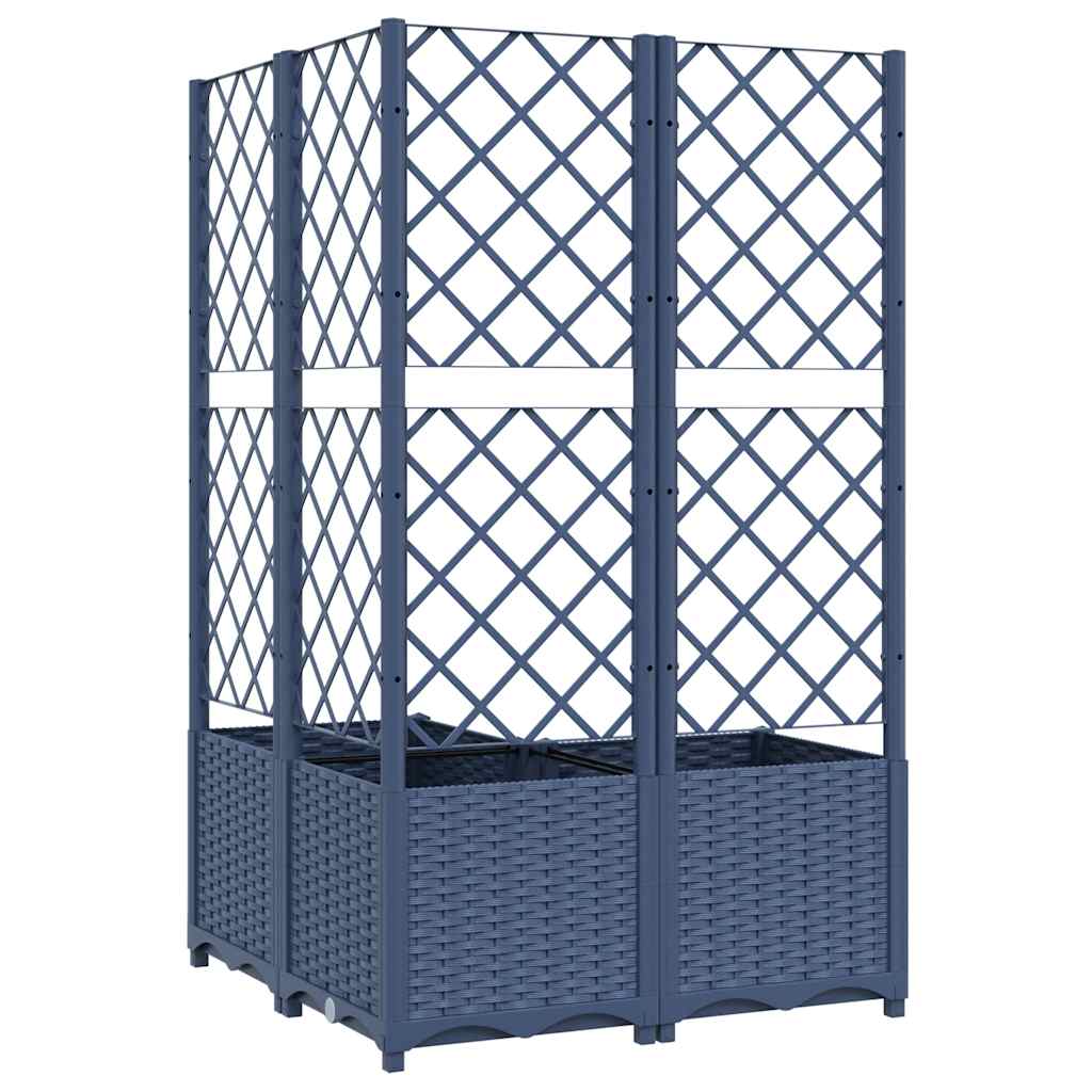 318255 vidaXL Garden Planter with Trellis Blue Grey 80x80x136 cm PP