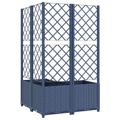 318255 vidaXL Garden Planter with Trellis Blue Grey 80x80x136 cm PP