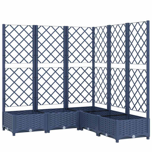 318256 vidaXL Garden Planter with Trellis Blue Grey 120x120x121,5 cm PP