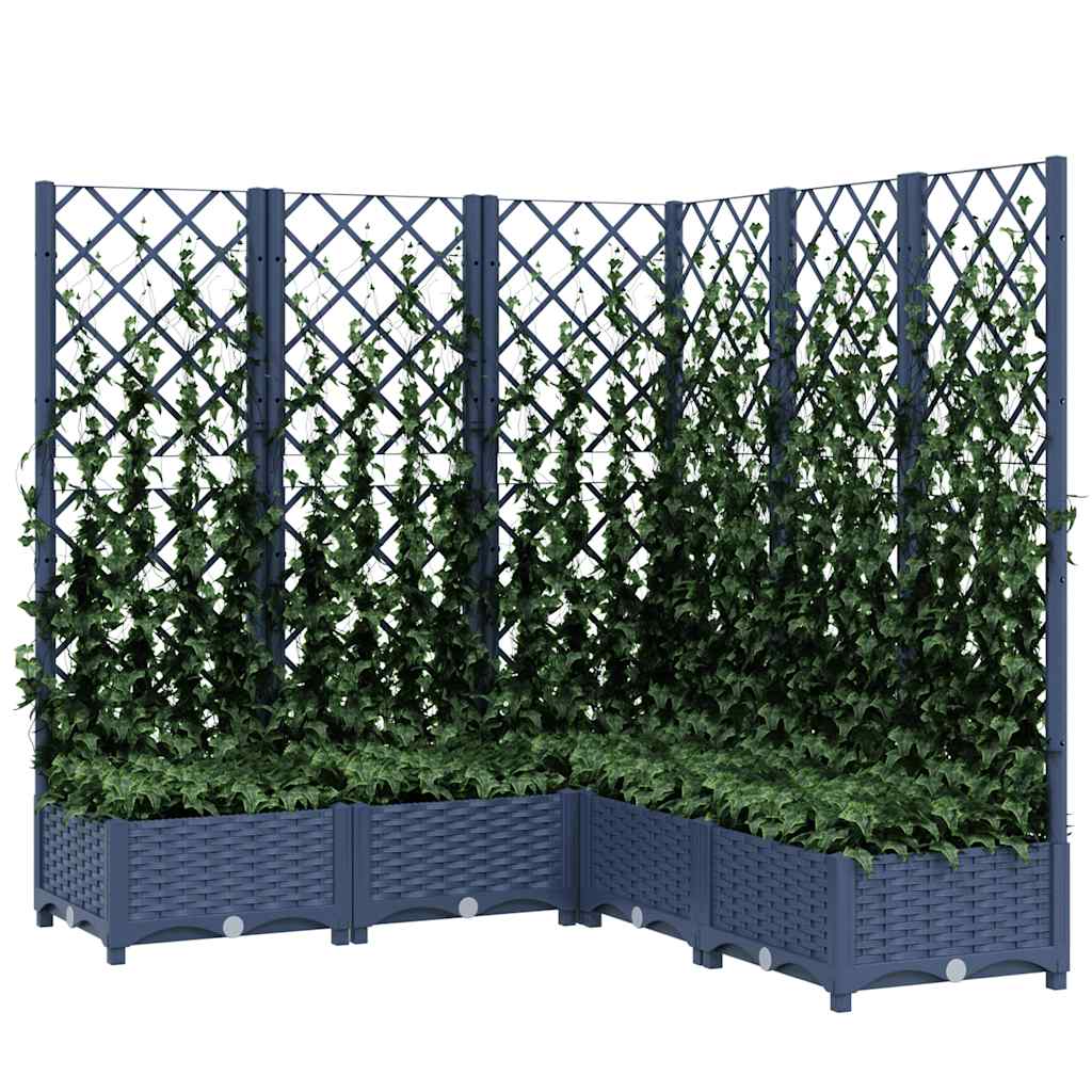 318256 vidaXL Garden Planter with Trellis Blue Grey 120x120x121,5 cm PP