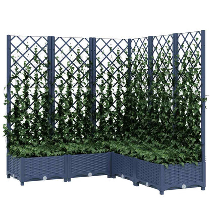318256 vidaXL Garden Planter with Trellis Blue Grey 120x120x121,5 cm PP