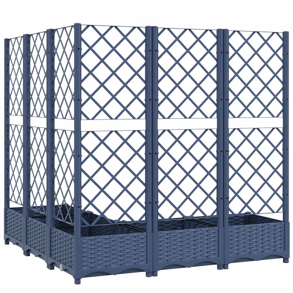 318256 vidaXL Garden Planter with Trellis Blue Grey 120x120x121,5 cm PP