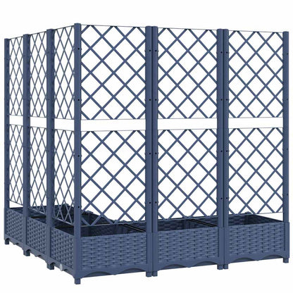 318256 vidaXL Garden Planter with Trellis Blue Grey 120x120x121,5 cm PP