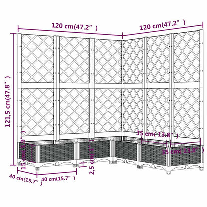318256 vidaXL Garden Planter with Trellis Blue Grey 120x120x121,5 cm PP