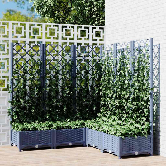 318256 vidaXL Garden Planter with Trellis Blue Grey 120x120x121,5 cm PP