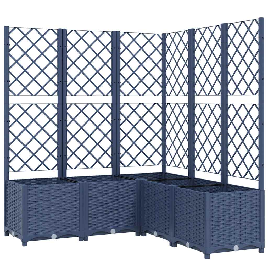 318257 vidaXL Garden Planter with Trellis Blue Grey 120x120x136 cm PP